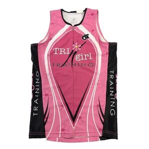 Champion Systems Triathlon Training Tank Top Jersey Women S Pink Floral  1/4 Zip